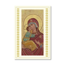 Biglietto in carta telata con applicazione dell'immaginetta dell'Icona della Madonna del Perpetuo Soccorso