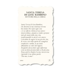 Santino di Santa Teresa del Bambin Gesù. Stampato in carta pregiata con oro a caldo e preghiera a retro
