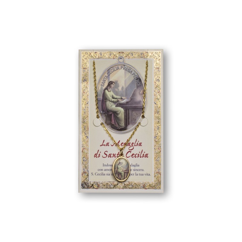 Biglietto con medaglia e preghiera Santa Cecilia Biglietto con medaglia e preghiera Santa Cecilia