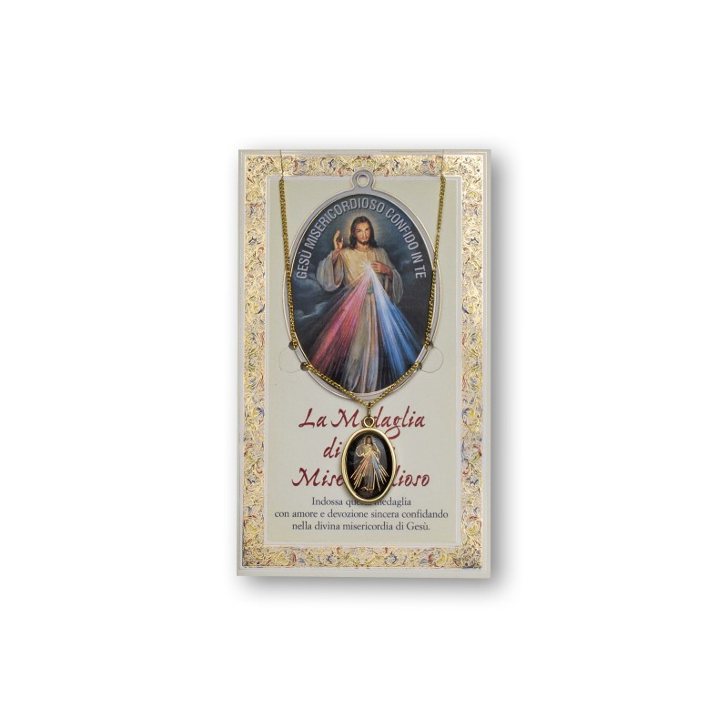 Biglietto con medaglia e preghiera Gesù Misericordioso Biglietto con medaglia e preghiera Gesù Misericordioso