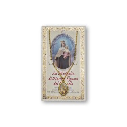 Biglietto con medaglia e preghiera Madonna del Carmelo
