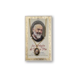 Biglietto con medaglia e preghiera Padre Pio