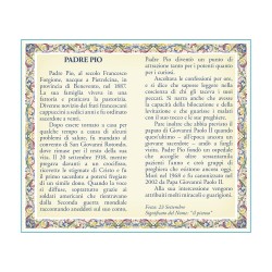 Biglietto con medaglia e preghiera Padre Pio