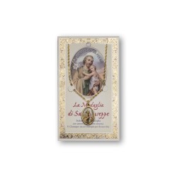 Biglietto con medaglia e preghiera San Giuseppe