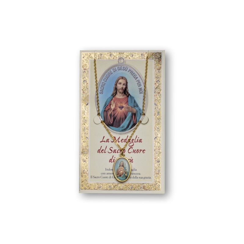 Biglietto con medaglia e preghiera Sacro Cuore di Gesù Biglietto con medaglia e preghiera Sacro Cuore di Gesù