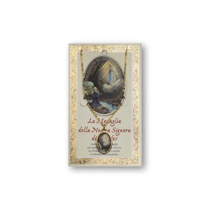 Biglietto con medaglia e preghiera Madonna di Lourdes Biglietto con medaglia e preghiera Madonna di Lourdes
