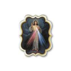 Cartoncini adesivi sagomati con cornice in oro a caldo di Gesù Misericordioso