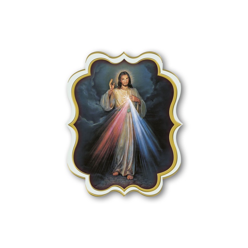 Cartoncini adesivi sagomati con cornice in oro a caldo di Gesù Misericordioso Cartoncini adesivi sagomati con cornice in oro a caldo di Gesù Misericordioso