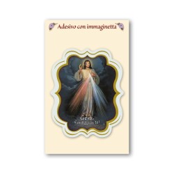 Cartoncini adesivi sagomati con cornice in oro a caldo di Gesù Misericordioso