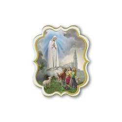 Cartoncini adesivi sagomati con cornice in oro a caldo della Madonna di Fatima