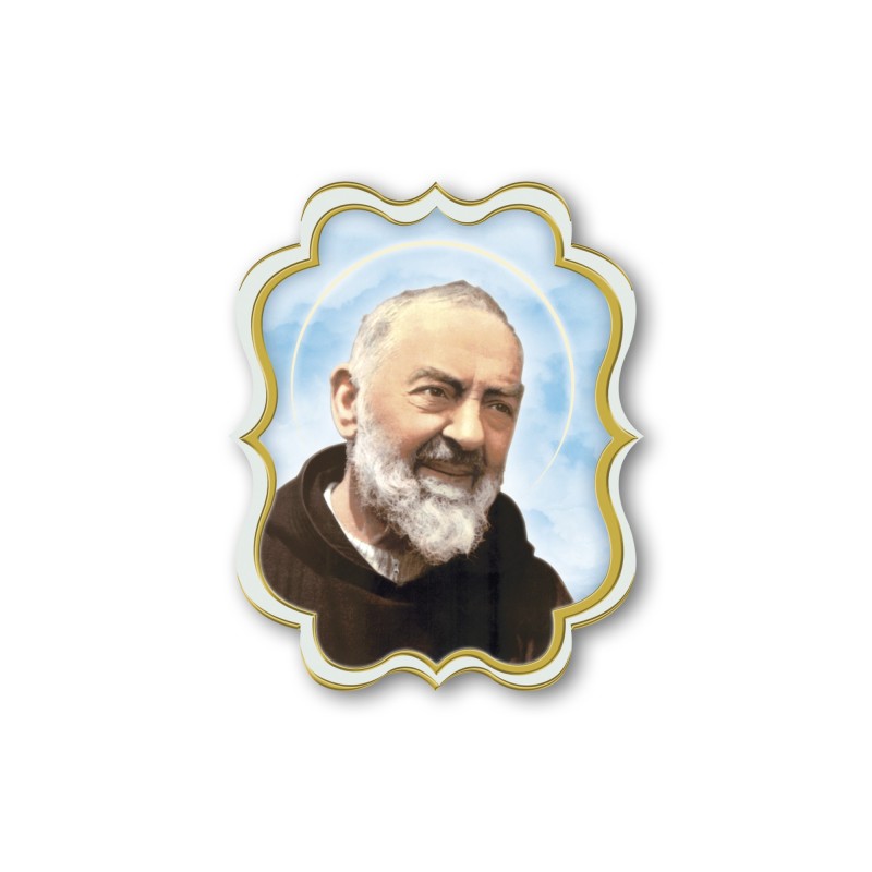 Cartoncini adesivi sagomati con cornice in oro a caldo di Padre Pio Cartoncini adesivi sagomati con cornice in oro a caldo di Padre Pio