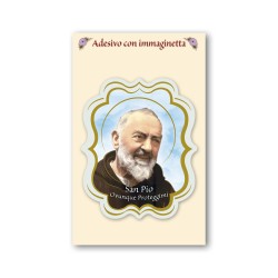 Cartoncini adesivi sagomati con cornice in oro a caldo di Padre Pio