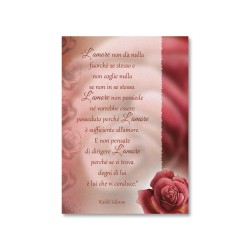 Cartoncino semplice in carta perlata con il testo l'Amore di Kahlil Gibran