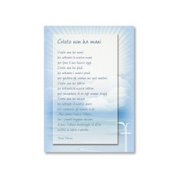 Cartoncino semplice in carta perlata con il testo Cristo non ha mani