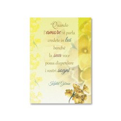 Cartoncino semplice in carta perlata con il testo Quando l'amore vi parla di Kahlil Gibran