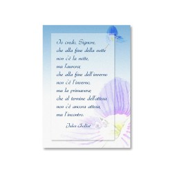 Cartoncino semplice in carta perlata con il testo Io credo Signore
