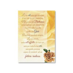 Cartoncino semplice in carta perlata con il messaggio di benedizione per il battesimo