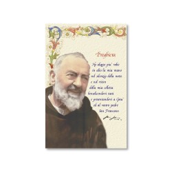 Cartoncino in pergamena di Padre Pio con dettagli in oro a caldo