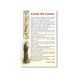 Cartoncino in pergamena del Cantico delle Creature con dettagli in oro a caldo