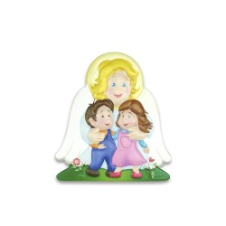 Statuetta magnetica per bambini dell'Angelo Custode in resina porcellanata