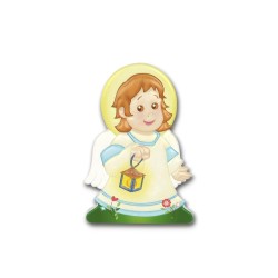 Statuetta magnetica per bambini dell'Angelo con lanterna in resina porcellanata