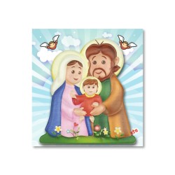Statuetta magnetica per bambini della Sacra Famiglia in resina porcellanata