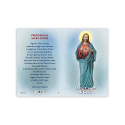 Statuetta bidimensionale del Sacro Cuore di Gesù con preghiera e biografia
