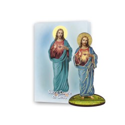 Statuetta bidimensionale del Sacro Cuore di Gesù con preghiera e biografia