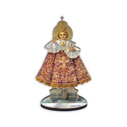 Statuetta bidimensionale del Santo Bambino di Praga con preghiera e biografia