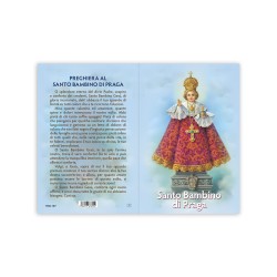 Statuetta bidimensionale del Santo Bambino di Praga con preghiera e biografia