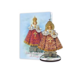 Statuetta bidimensionale del Santo Bambino di Praga con preghiera e biografia