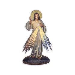 Statuetta bidimensionale di Gesù Misericordioso con preghiera e biografia