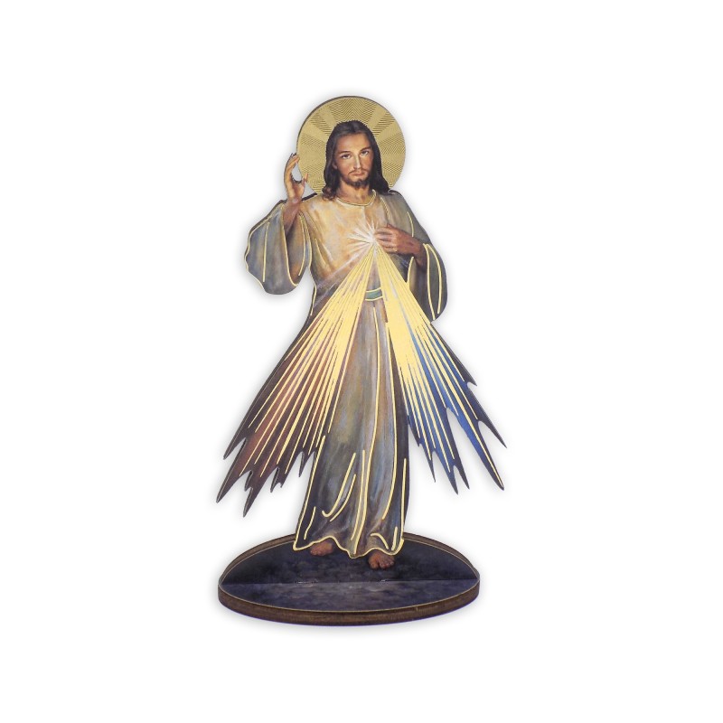 Statuetta bidimensionale di Gesù Misericordioso con preghiera e biografia Statuetta bidimensionale di Gesù Misericordioso con preghiera e biografia