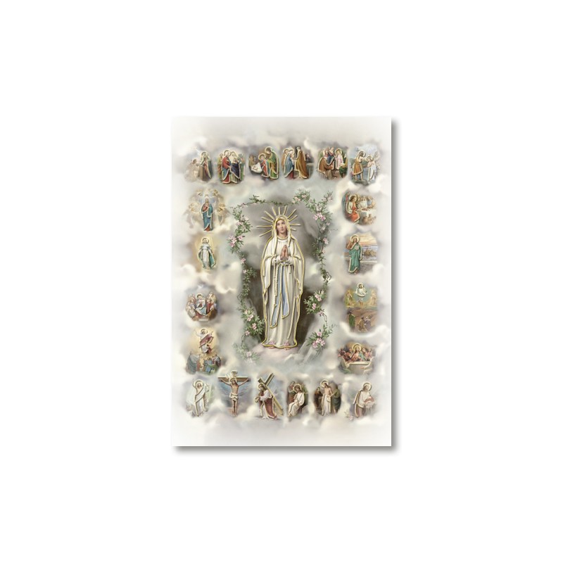 Santino Mignon Apparizione di Lourdes con i Misteri con oro a caldo Santino Mignon Apparizione di Lourdes con i Misteri con oro a caldo
