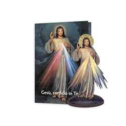 Statuetta bidimensionale di Gesù Misericordioso con preghiera e biografia