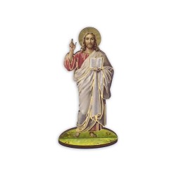 Statuetta bidimensionale di Gesù e i Dieci Comandamenti con preghiera e biografia