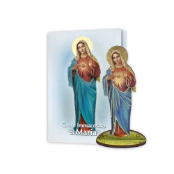 Statuetta bidimensionale del Cuore Immacolato di Maria con preghiera e biografia