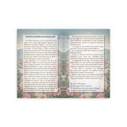 Statuetta bidimensionale della Madonna di Guadalupe con preghiera e biografia