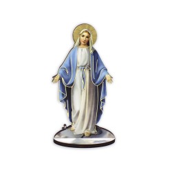 Statuetta bidimensionale della Madonna Miracolosa con preghiera e biografia