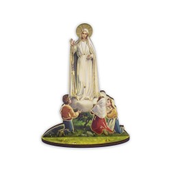 Statuetta bidimensionale della Madonna di Fatima con preghiera e biografia