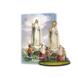 Statuetta bidimensionale della Madonna di Fatima con preghiera e biografia