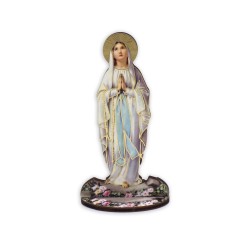 Statuetta bidimensionale della Madonna di Lourdes con preghiera e biografia
