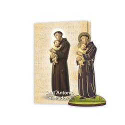 Statuetta bidimensionale di Sant'Antonio da Padova con preghiera e biografia