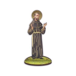 Statuetta bidimensionale di San Francesco d'Assisi con preghiera e biografia
