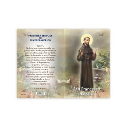 Statuetta bidimensionale di San Francesco d'Assisi con preghiera e biografia