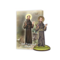 Statuetta bidimensionale di San Francesco d'Assisi con preghiera e biografia