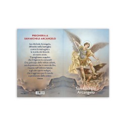 Statuetta bidimensionale di San Michele con preghiera e biografia