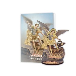Statuetta bidimensionale di San Michele con preghiera e biografia