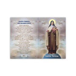 Statuetta bidimensionale di Santa Teresa con preghiera e biografia