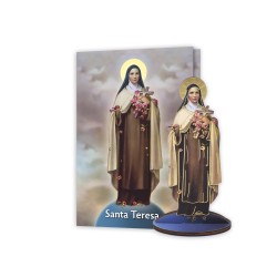 Statuetta bidimensionale di Santa Teresa con preghiera e biografia